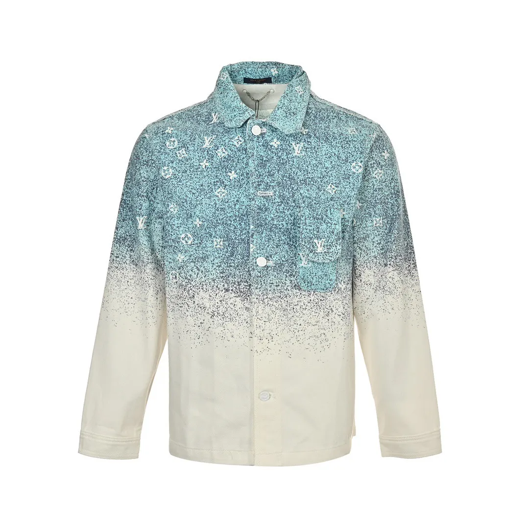 Louis Vuitton/Louis Vuitton Starry Sky Rendering Old Floral Gradient Denim Shirt Jacket
